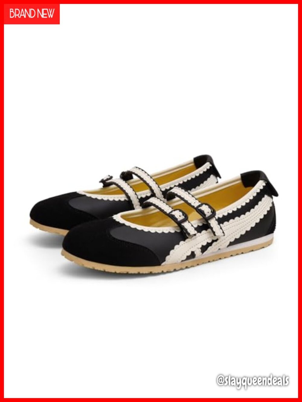 Women's Ballet Sneakers Mary Jane Flats Slip On Memory Foam Insole Faux Leather